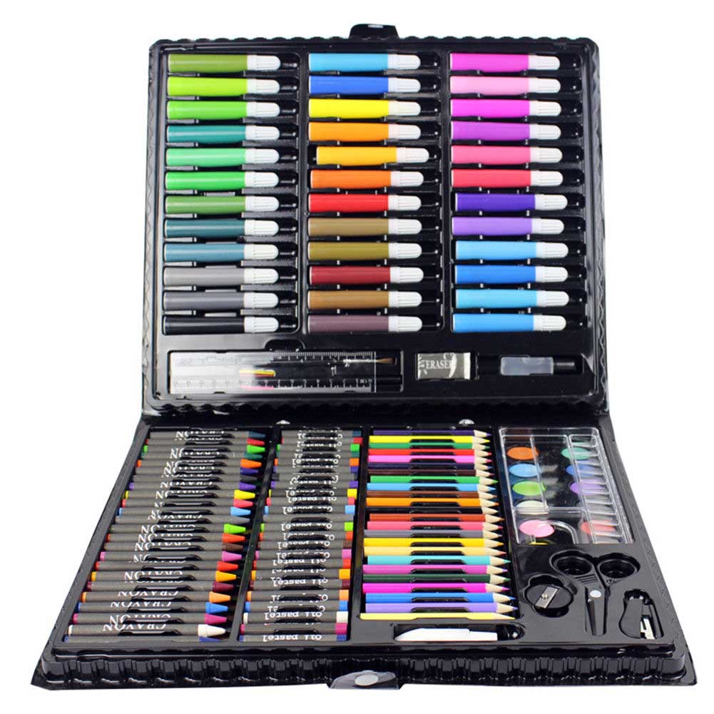 Juego de herramientas de dibujo con pincel para pintar, conjunto de 150 unidades, rotulador de agua de colores, lápices de colores, suministros para para niños, Kit de Arte de papelería: Default Title
