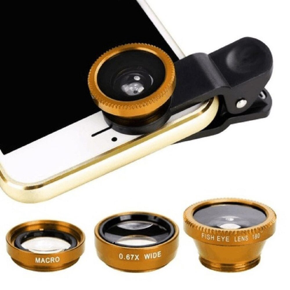 Universal Clip 3 in 1 HD Fish Eye Camera macro Wide Angle Phone Lens For iPhone 7 8 6 6s Plus X For Samsung Xiaomi redmi Huawei