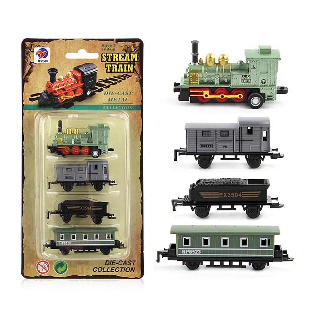 Geen 4pcs Kinderen Legering Simulatie Stoomtrein Creatieve Mini Auto Modellen Speelgoed voor Kinderen