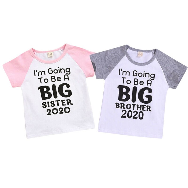 neue Big Brother Schwester Brief Print Jungen Mädchen Kinder T-shirt Tops Kurzarm O Neck Passenden Outfit Kleidung kostüm