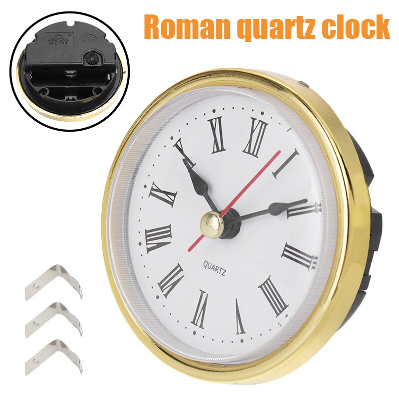 1pc 65mm siffror romersk kvarts klocka för hemdekorationer rörelseinsats roman vit ansikte guld trim