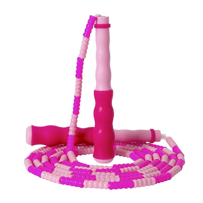 Cuerda para saltar con cuentas suaves ajustables de 2,8 m de longitud, cuerdas para saltar para niños para Fitness en interiores y exteriores: Rosa