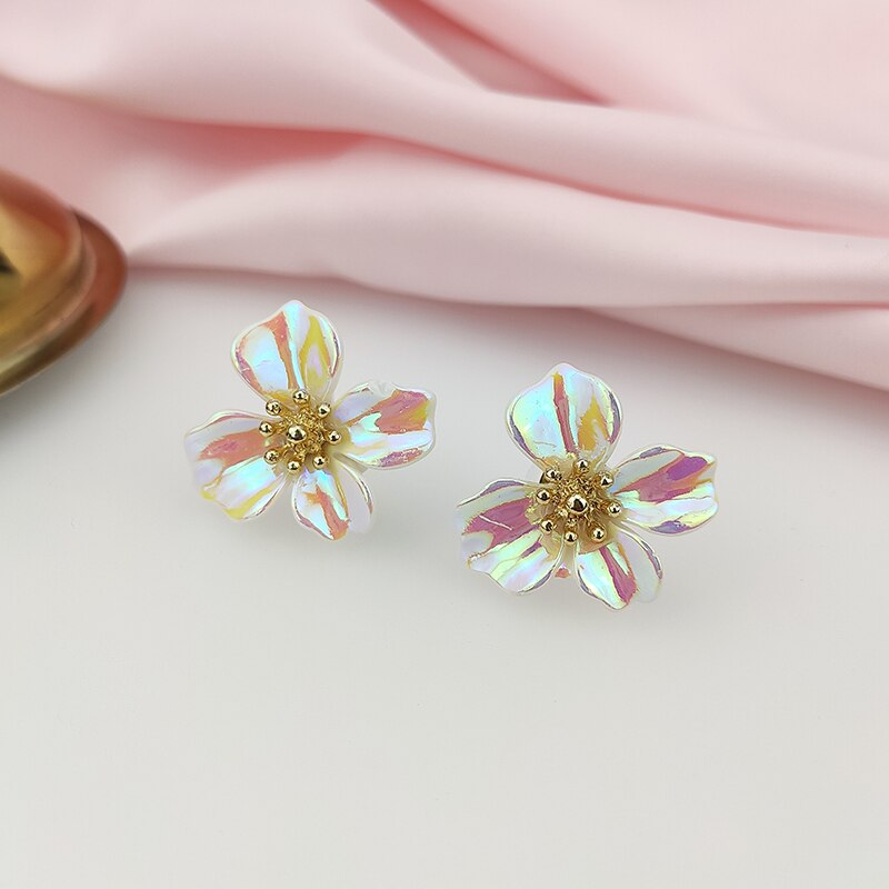 earrings female tide temperament ultra stereo flower fairy dazzle colour earrings earrings sweet girl