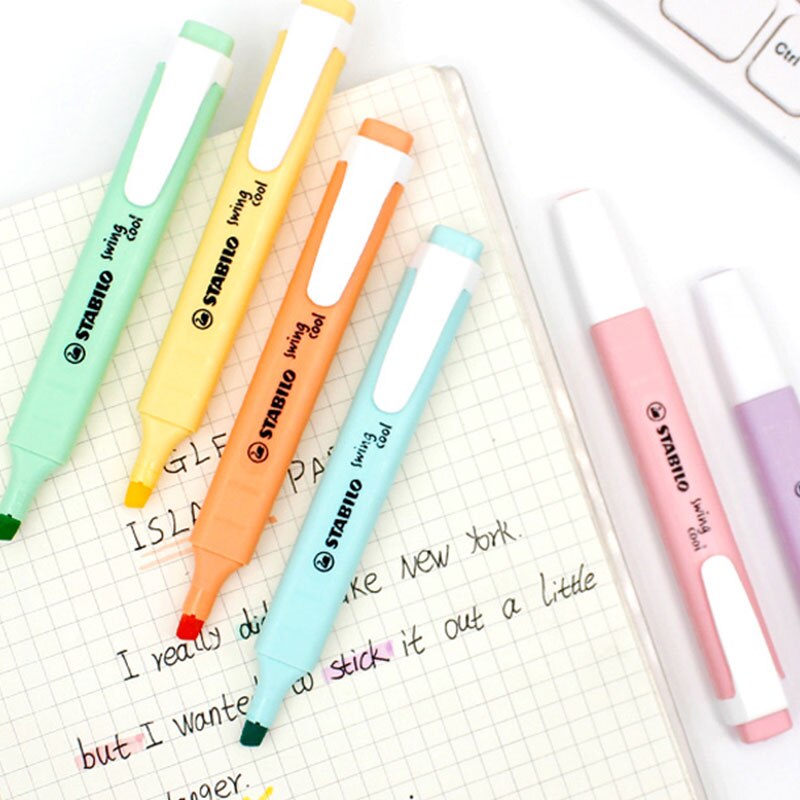 STABILO-rotuladores de colores Pastel Swan Swing, marcador de enfoque con texto único, 6 colores, para la escuela y la Oficina, 275, 1 ud.