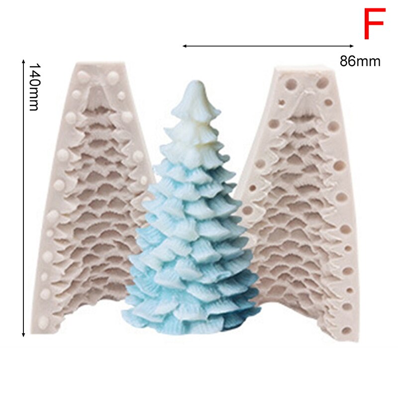 Moule bougie noel arbre de noel pomme de pin flocon de neige bougie Silicone moule: F