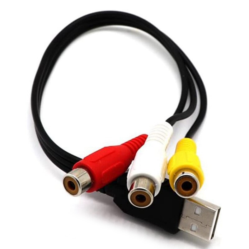 USB to 3RCA Cable USB Female to 3 RCA Rgb Video AV Composite Adapter Converter Cable Cord Connector Lead for TV PC DVR