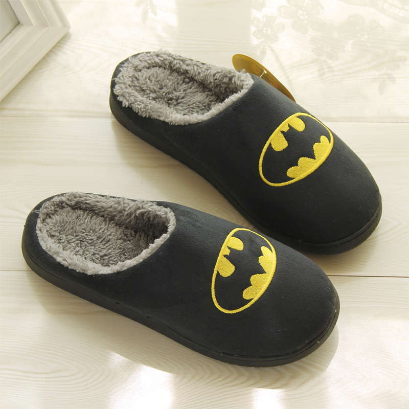 WEH slippers winter Men's shoes home plush House slippers Lovers men adult slipper man winter shoes fur slippers slides for men: Black 1 / 41-42(Fits 40-41)