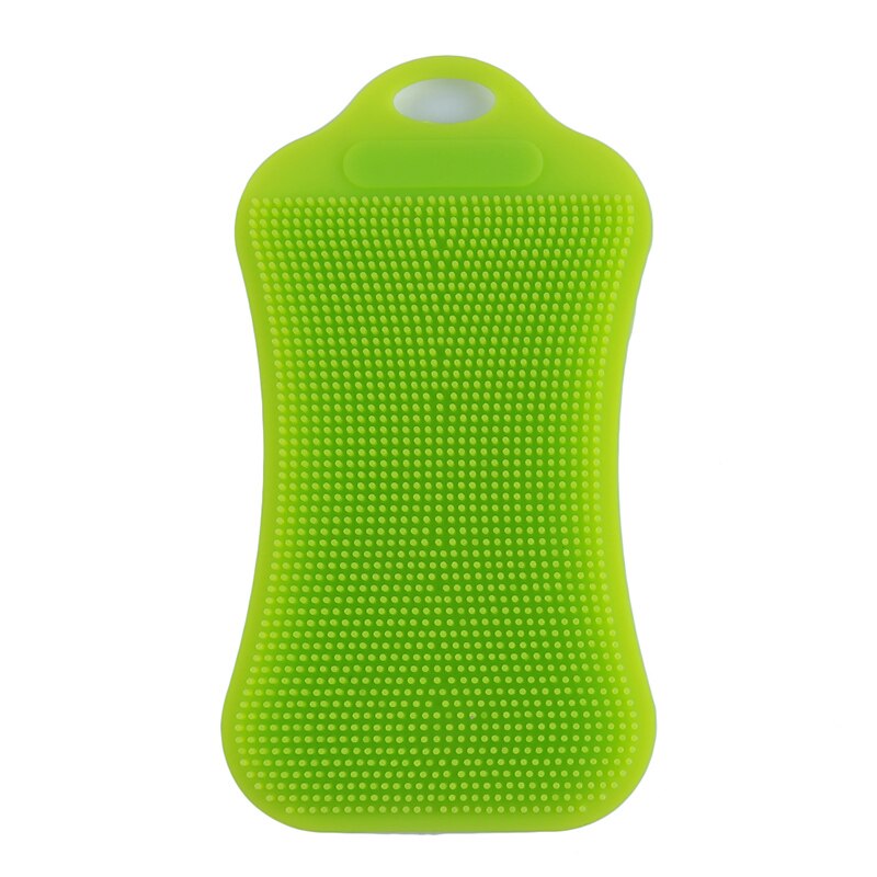 1Pc Silicone Dish Washing Sponge Scrubber Kitchen Cleaning Antibacterial Tool Dish Bowl Magic Cleaning Brush Scouring Pad Wash: Solid green
