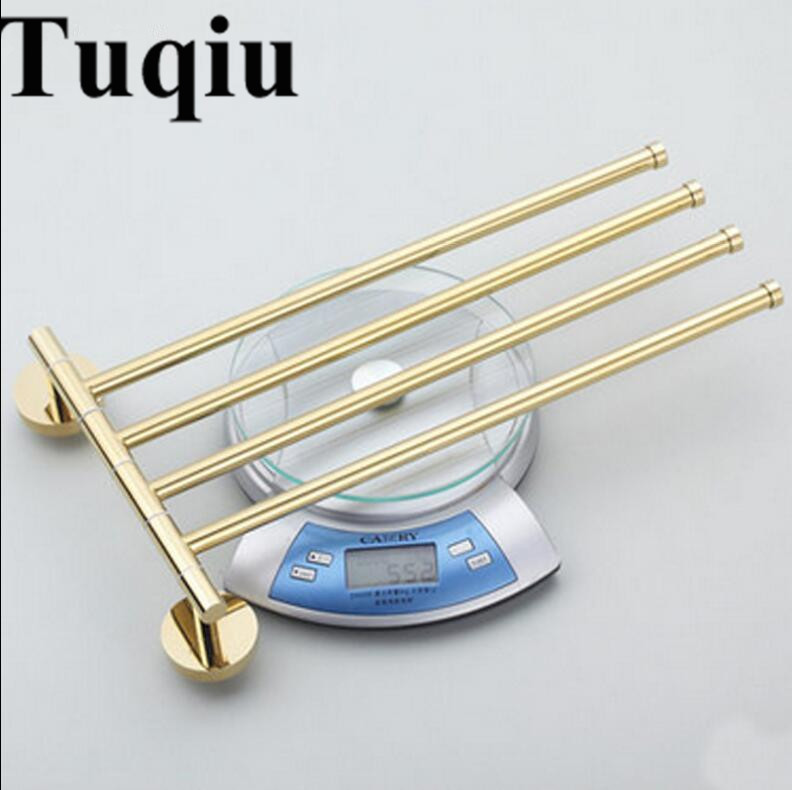 and brief 2-4 Swivel Towel Bars Copper Wall Mounted Bathroom Towel Rail Rack Bathroom Towel Holder Gold Towel Hanger
