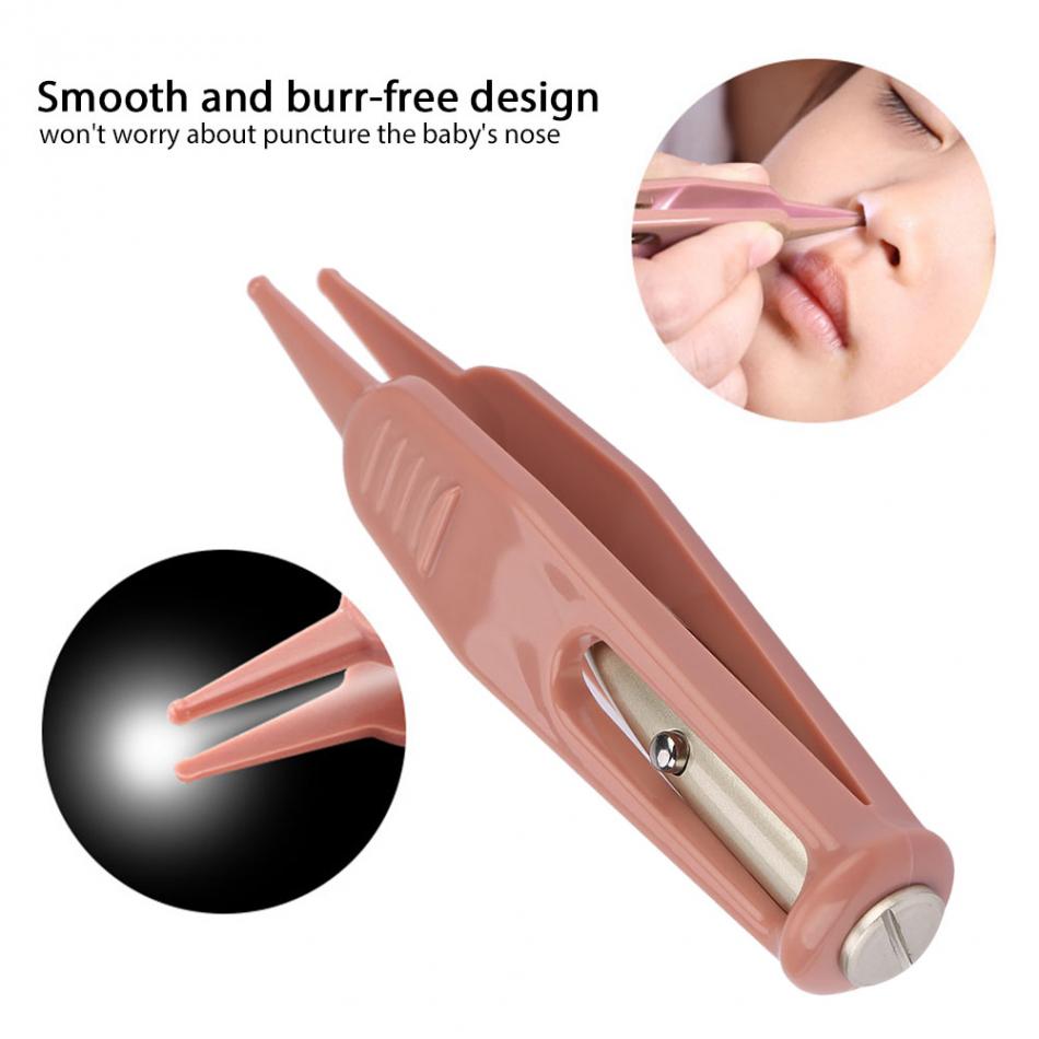 Bébé Nettoyage Pince Oreille Nez Nombril Nettoyant Décapant En Plastique LUMIÈRE LED Forcep Soins Du Corps Bébé Nez Pince À Épiler Avec Lumière LED
