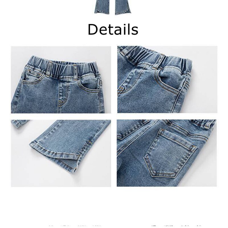 Pantalon évasé en Denim pour bébé fille, jean moulant avec fente latérale, Style coréen, vêtements pour enfants, printemps automne