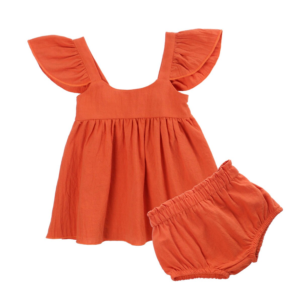 Peuter baby zomerkleding katoenen outfit ruches mouwloos gulpmouw mini-jurkje top + elastische taille shorts voor babymeisje 0-24m: B / 12-18 maanden
