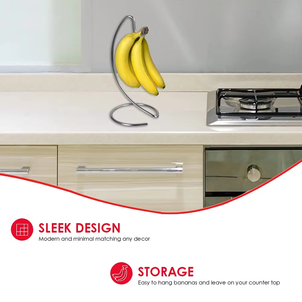 1PCS Modern Banana Hanger-Fruit Tree Stand with Stainless Steel Hook to Keep Bananas Fresh for Kitchen Countertop Food Storage