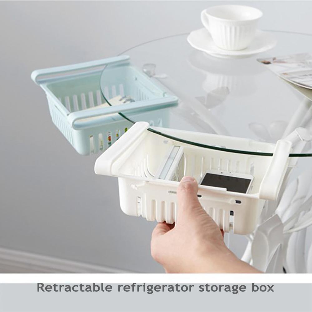 Adjustable Kitchen Storage Rack Multifunctional Refrigerator Freezer Shelf Holder Pull-Out Drawer Organizer Space Saver