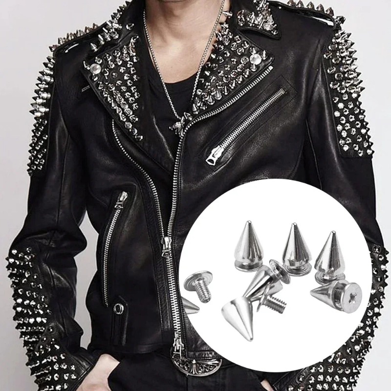 Metal Round Cone Rivets for DIY Leather Silver Cone Studs and Spikes Garment Rivet Screwback Nail Clothing Accessories
