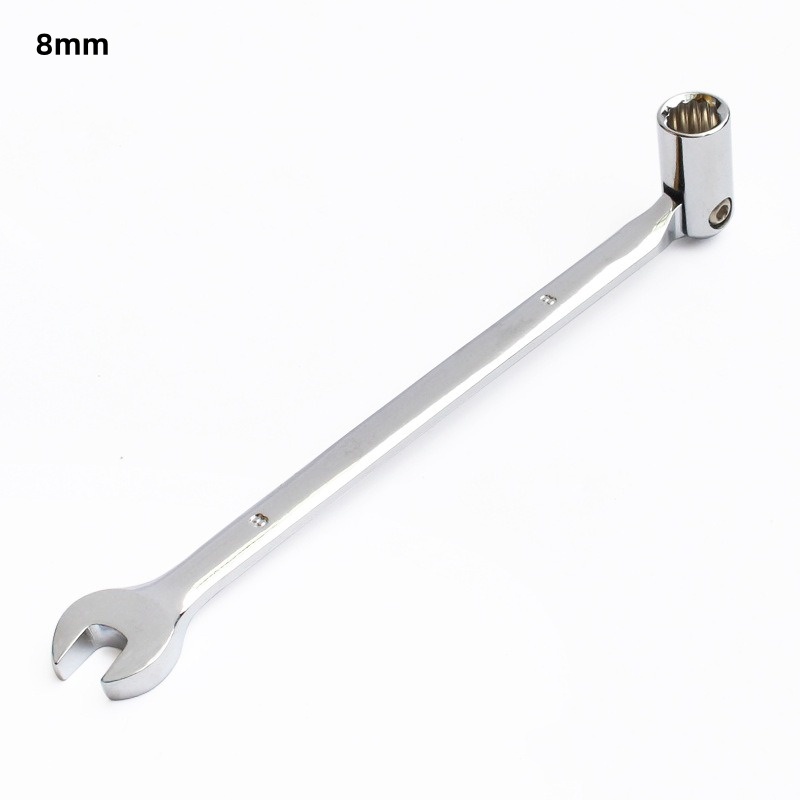 Herramienta de llave de tubo giratoria de doble extremo, juego de enchufes de actividad, herramientas, llave de tubo Flexible de cabeza giratoria métrica, herramienta de acero CRV: Plata