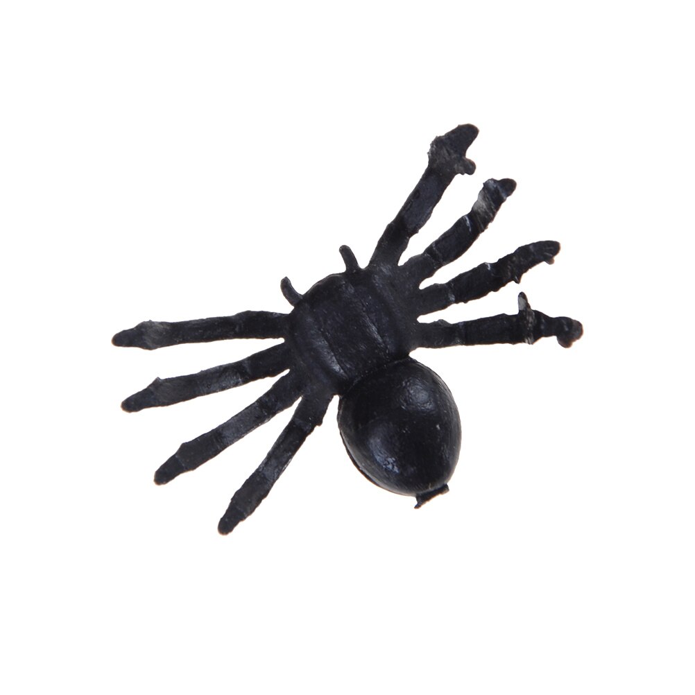 50Pcs 2Cm Realistische Halloween Decoratieve Spinnen Kleine Zwarte Plastic Nep Spider Speelgoed Grappige Grap Prank Props