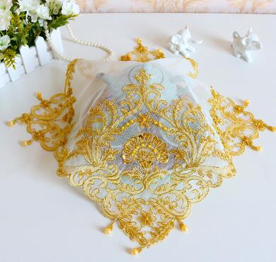 Luxus spitze Gold perlen stickerei ort tisch matt tuch Pad tasse becher gericht deckchen Tee Untersetzer tischset Weihnachten hochzeit küche: Gold 1