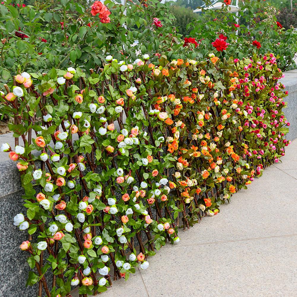Tuin Hek Houten Hedge Met Kunstmatige Bloem Bladeren Screening Uitbreiden Latwerk Privacy Screen Balkon Tuin Decoratie