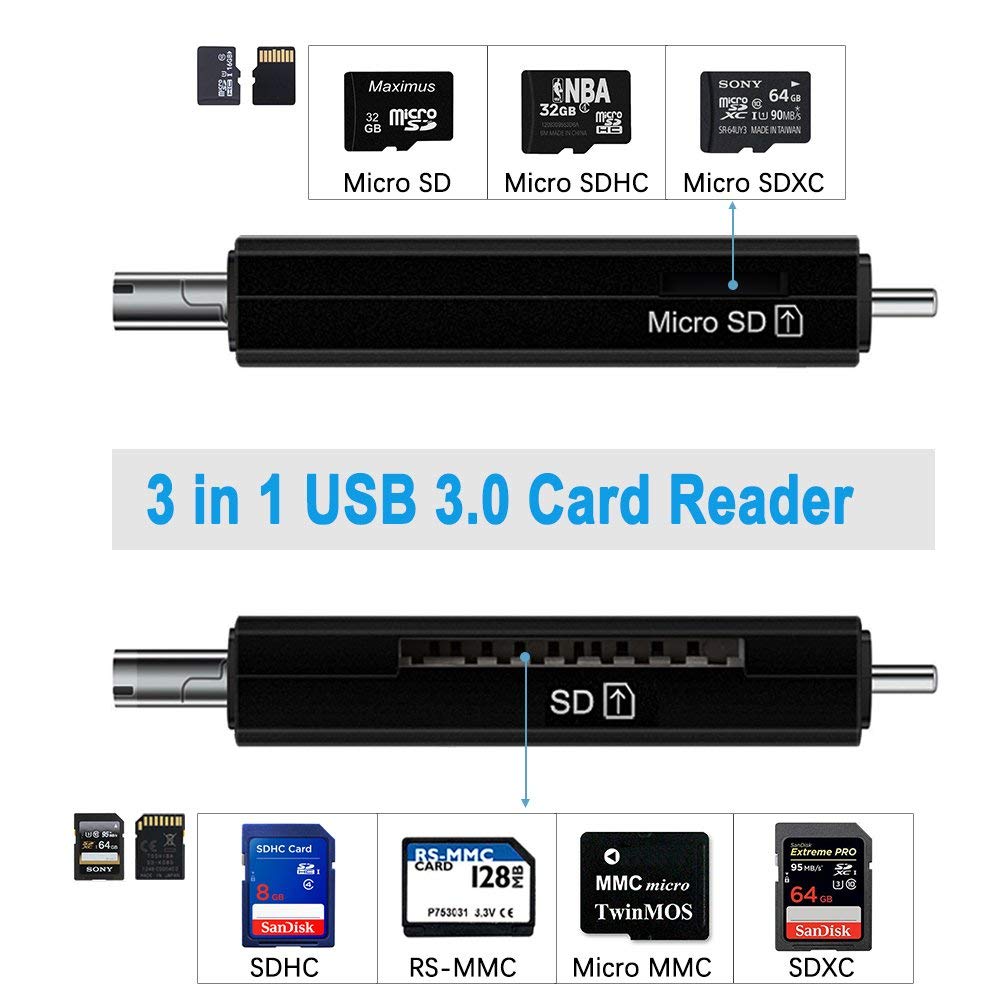 3 In 1 Micro USB naar USB Type C OTG Card Adapter USB 2.0 Memory Card Reader Voor SDXC, SDHC, SD, Micro SD, Micro SDXC, Micro SDHC