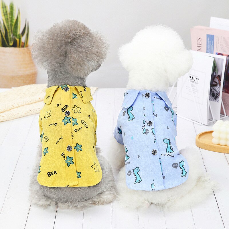 Lente En Zomer Casual Hond Shirt Met Dinosaurus Kleine En Middelgrote Leuke Cartoon Hond Shirts Puppy kleding