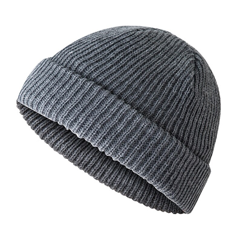 Moda cappello lavorato a maglia Casual corto comodo berretto elastico inverno riscaldamento cappello universale per uomo donna HB88: Dark gray