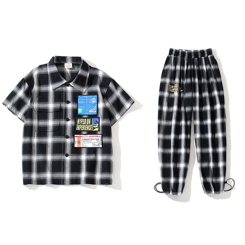 Mode Jazz Dance Kostuum Kids Hip Hop Kleding Meisjes Modern Jazz Stage Performance Slijtage Kinderen Plaid Shirt Broek DQS1462: 2pcs / 160CM