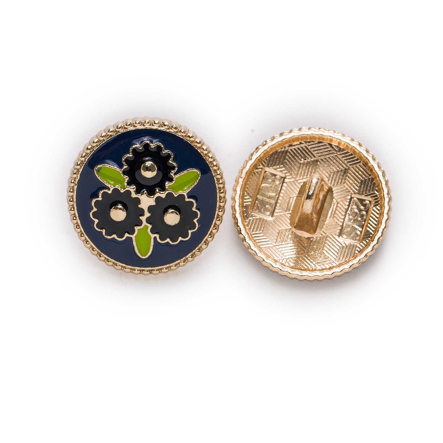 5pcs Flower Enamel Metal Button Shank Sewing Scrapbooking Clothing Replace Handmade Craft Accessories Decor Enamel Buttons 18mm: D