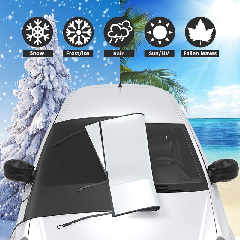 Couverture universelle de neige de pare-brise de voiture 81x59 pouces couverture de givre de pare-brise avec le rétroviseur latéral couvre la couverture de glace de pare-brise Prote de poussière
