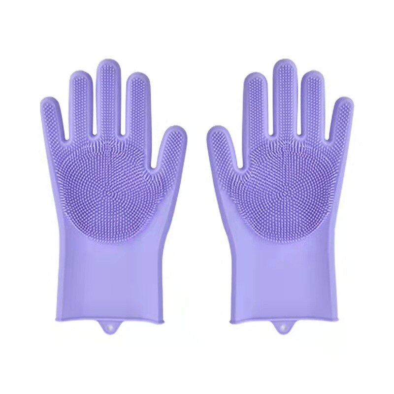 Afwassen Schoonmaak Handschoenen Siliconen Rubber Afwas Handschoenen Voor Huishoudelijke Scrubber Keuken Clean Tool Scrub 1 Paar: purple