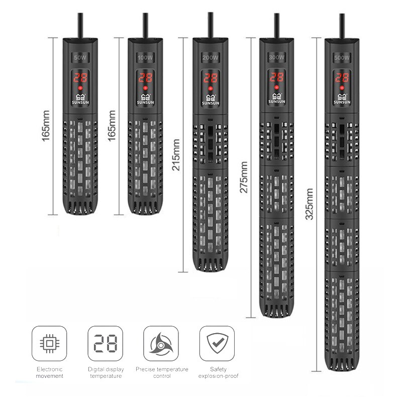 220V-240V Aquarium Submersible Heater Fish Tank LCD Display Digital Adjustable Water Heating Rod Constant Temperature Control