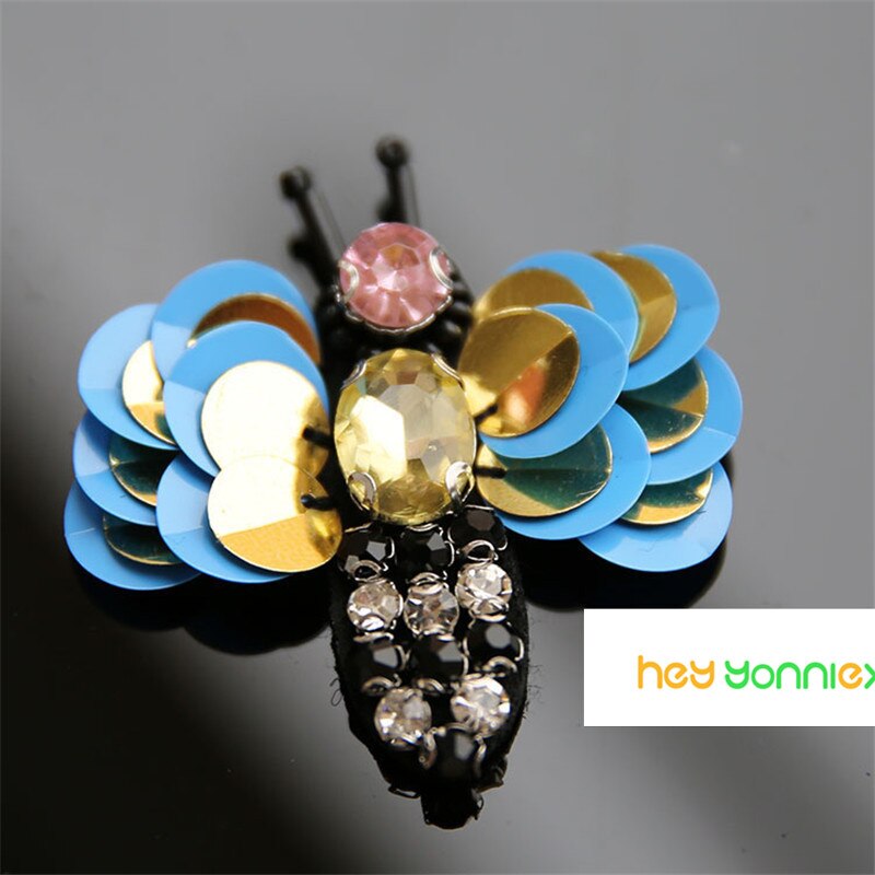 1 stuk bijen pailletten strass steentjes kralen broche patches applicatie naaien kralen applicatie kleding schoenen tassen decoratie patch diy: Type e