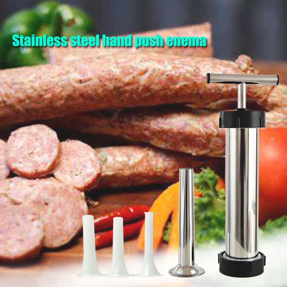 Easy Clean Manual Sausage Maker Filling Tool Meat Stuffer Portable Stainless Steel With Pipes Food Preparation For Kitchen Press