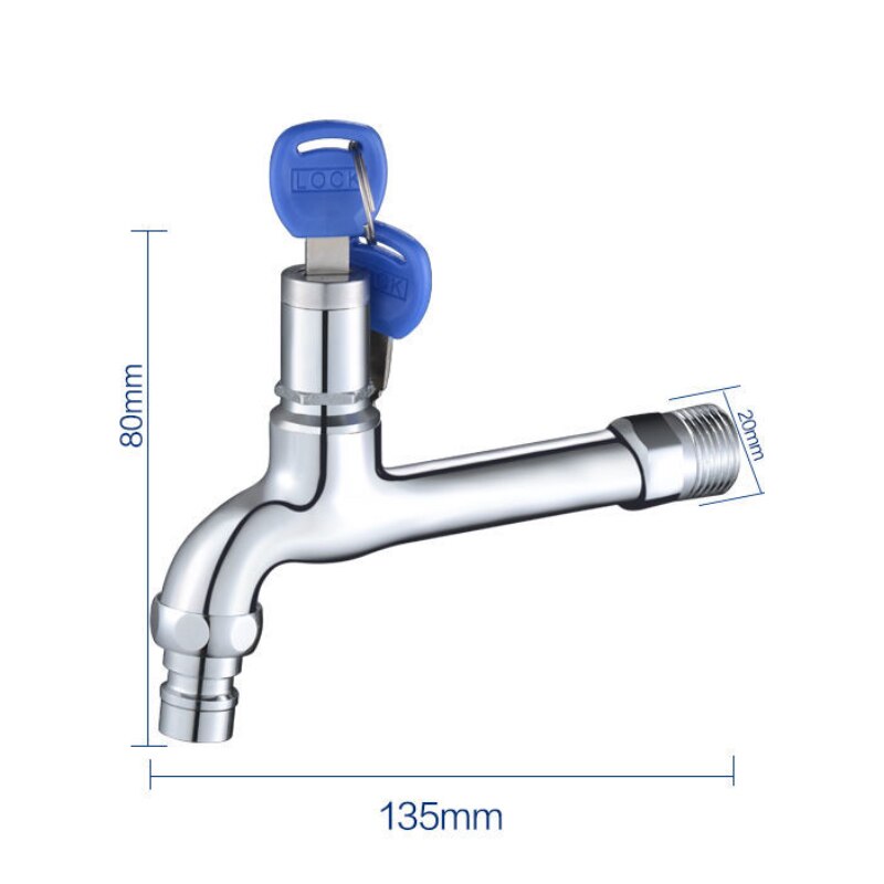 BaIDaiMoDeng Lavaggio Acqua di Rubinetto con Chiave di Blocco Rubinetto di Rame Singolo all'aperto anti-furto Rubinetto Della Cucina del Sensore del Rubinetto Esterno: ottone 135mm