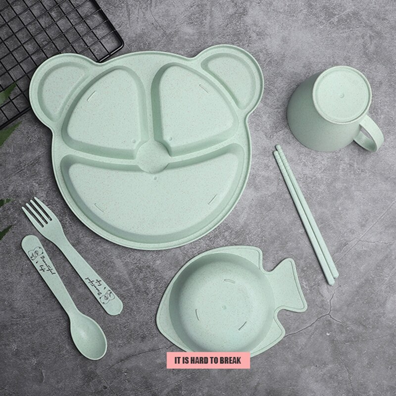 Cute Cartoon Baby Feeding Tableware Children Training Bowl With Spoon Fork Chopsticks Infant Kids Feeding Dinnerware MBG0531