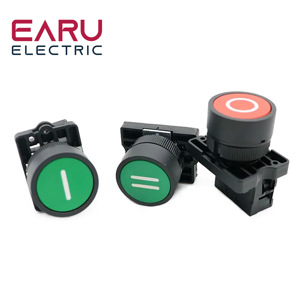 22Mm Start Stop Knop Met De Pijl Symbool XB2 Platte Touch Schakelaar Knop Momentary Button Switch Plastic Rood/groene Push Knoppen