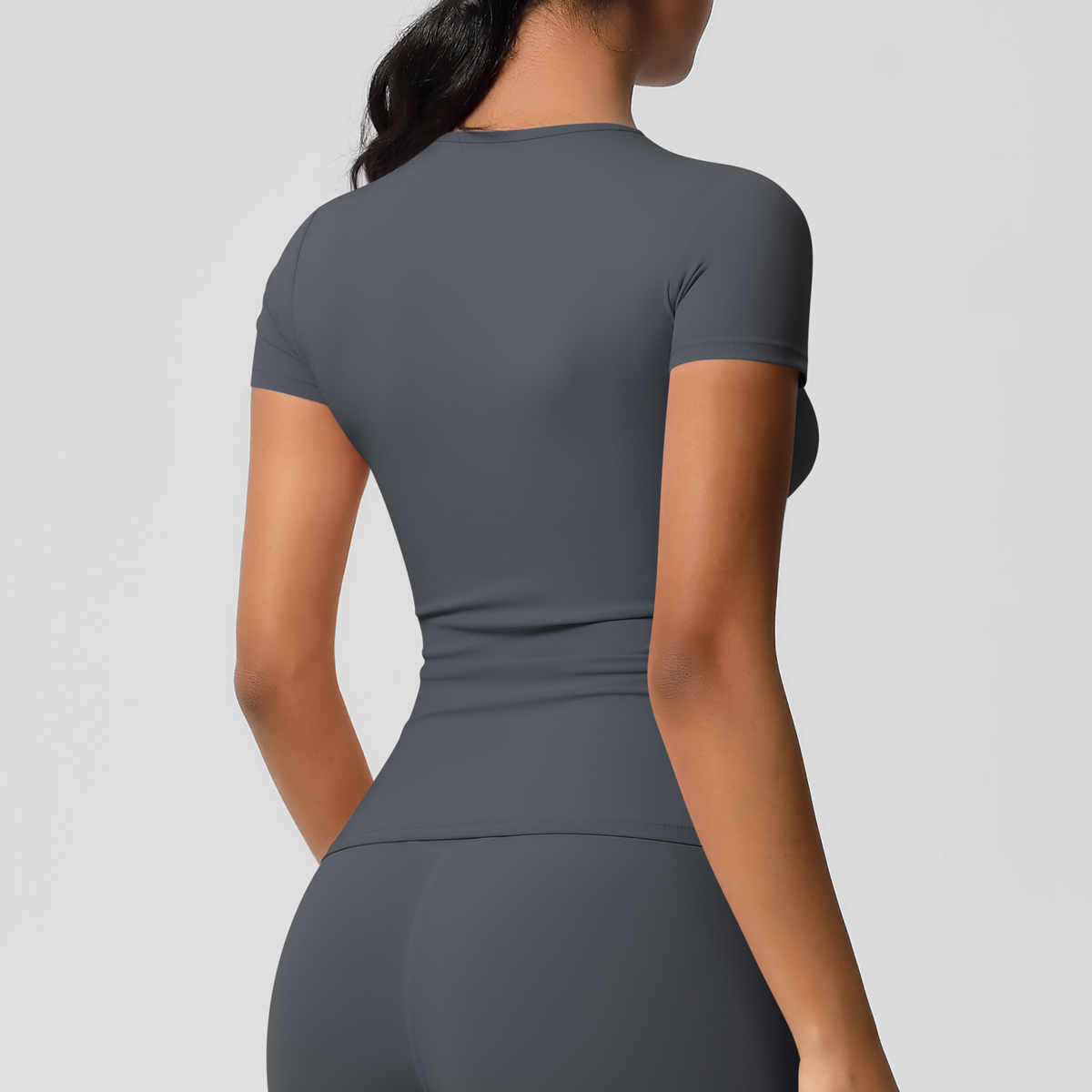 Trening tørr passform pustende høy elastisk sportstopp treningsstudio treningstøy t-skjorte kvinner uformelt utendørs topp