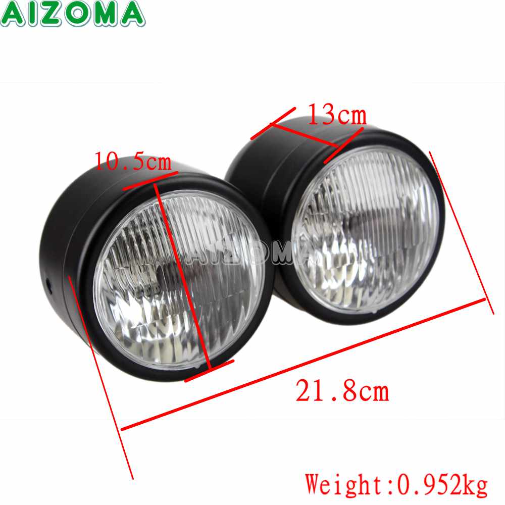 Motorcycle Twin Round Headlight Dual Sport 4" Double Dominator Head Lamp Light for Honda Yamaha Suzuki Cafe Racer Vmax Vmx 1200