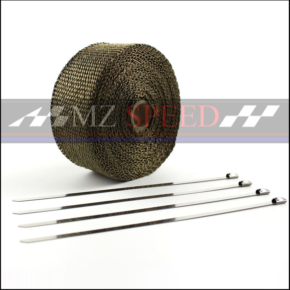 Envoltorio para tubo de escape, envoltura de tubo de bajada resistente al calor, bridas de acero inoxidable de 5m x 5cm para motocicleta y coche: 008