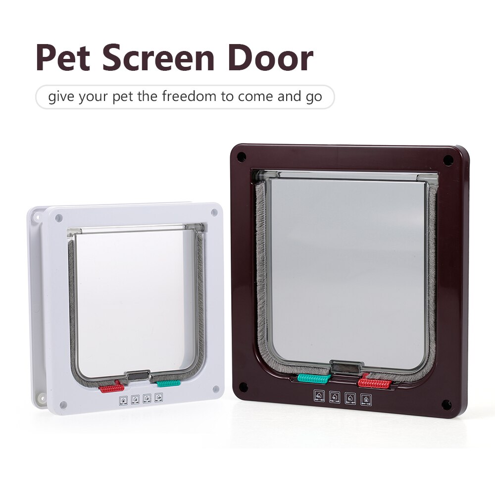 Dog Cat Door Security Flap Door 4 Ways Locking Automatically Close for Small Dogs Pet Supplies