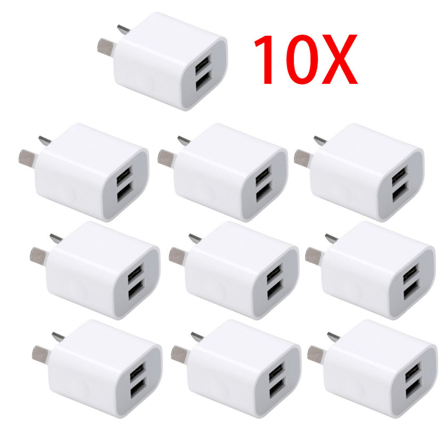 1/3/5/10 Uds cargador Universal 5V 2.1A adaptador de enchufe AU teléfonos móviles enchufe de alimentación de doble puerto adaptador de pared estándar para teléfono móvil: BR