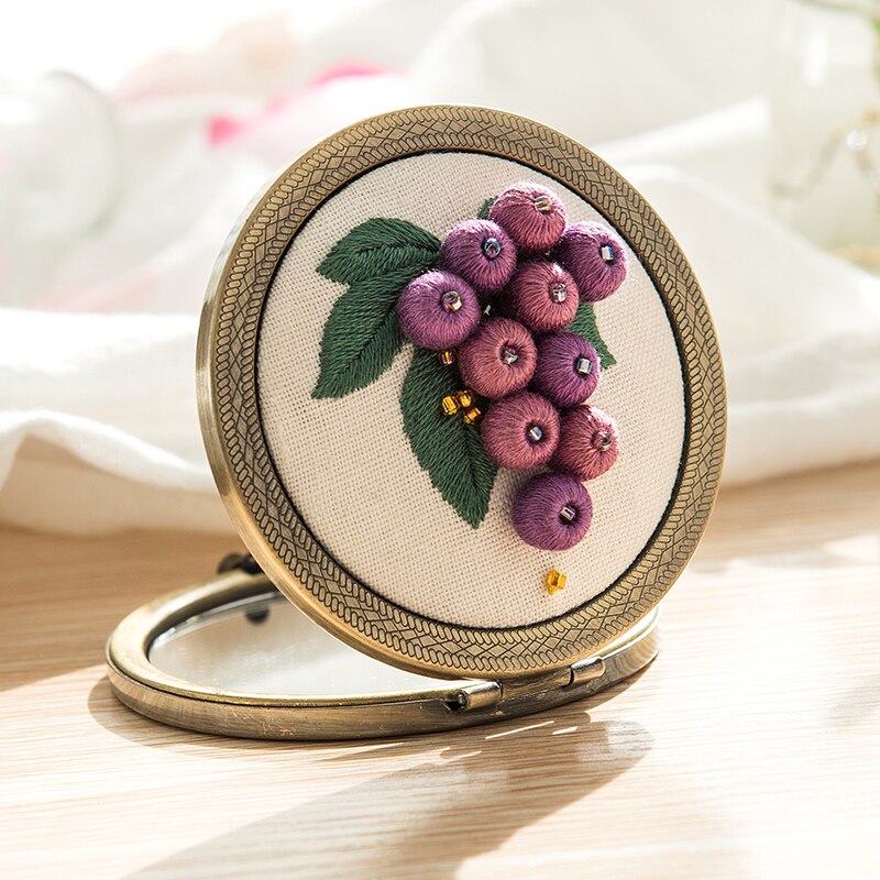 Broderispegel gör det själv-kit sminkspegel portabel dubbelsidig broderi lätt för nyare: 2