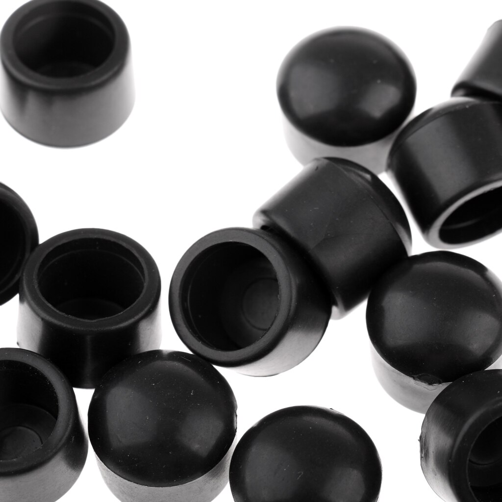 Sæt 16 udskiftning af endestykker af gummi til 5/8 tommer bordfodboldstænger, sort