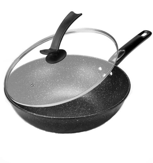 Frying Pan High-end Home Non-stick Plastic Handle Rice Stone Wok Super Cost-effective Scrambled Eggs Pan-free Pan Wok Pans
