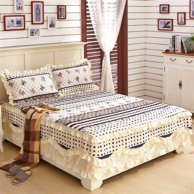 Luksus pastoral sengetæppe europæisk stil sengetæppe polyester bomuld seng nederdele blomster farverige sengeforinger 150 x 200cm queen size: Mønster 3 / 2 stk pudebetræk
