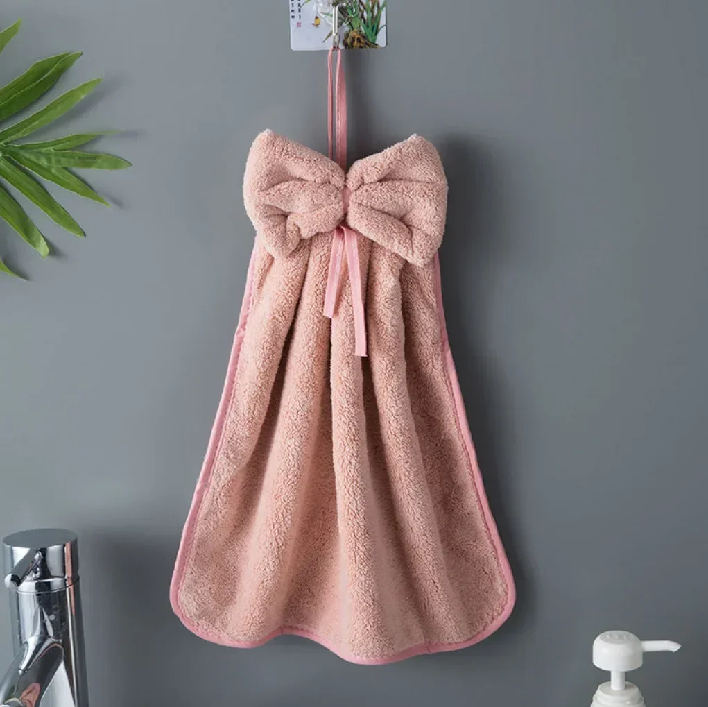 Toallas de mano con lazo para cocina, baño, terciopelo Coral, microfibra, paños de limpieza absorbentes suaves de secado rápido, toalla de felpa para Sauna para el hogar: 23 #
