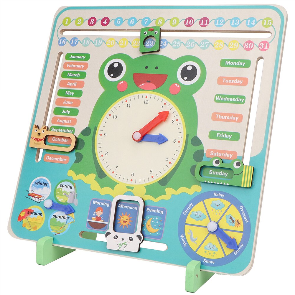 Holz Karikatur Frosch Kalender Uhr einstellen freundlicher Holz Kalender Zeit Kognitiven Passenden Spielzeug freundlicher Früh Lernen Bildung Spielzeug
