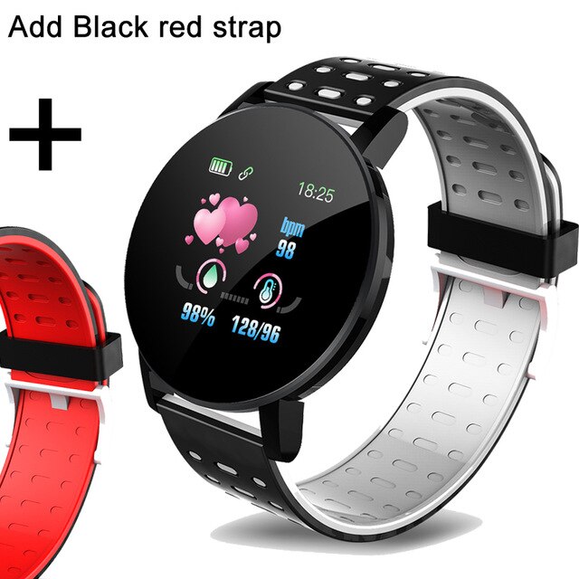 Arvin Bluetooth Smart Watch Men Blood Pressure Smartwatch Women Watch Sport Tracker Smartband WhatsApp For Android Ios: add black red strap
