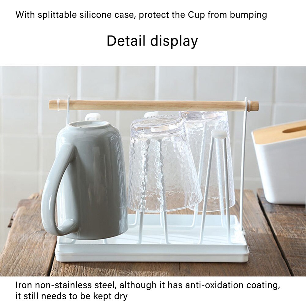 Bottle Drying Rack Cup Drying Holder Drain Cup Rack Bottle Drying Organizer with Wood Handle Upside Down Drain Cup Holder