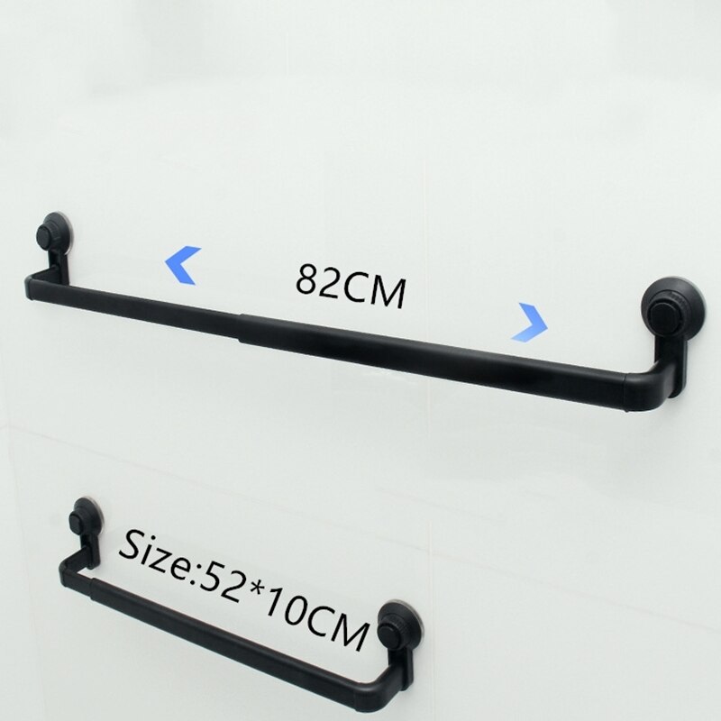 Toallero con ventosa de vacío para baño, estante de toalla sin costuras sin perforar, de una sola varilla, retráctil de almacenamiento de 52CM